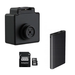 Zestaw na spotkanie mini kamera guzik S40 + dyktafon Q1 + karta pamięci 32GB