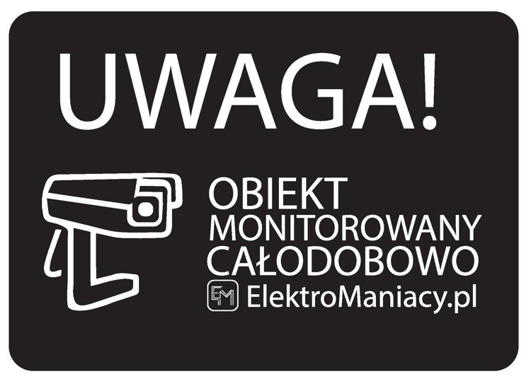 TABLICZKA PCV UV OBIEKT MONITOROWANY CZARNA + LOGO 25cm x 35cm