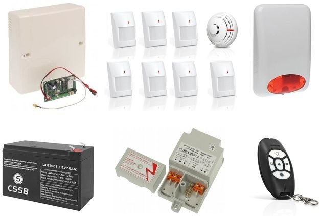 Zestaw alarmowy GSM bezprzewodowy.+7 PIR+Syg. zew.+pilot