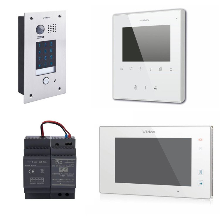 Zestaw wideodomofonowy VIDOS - Stacja bramowa S1401D + Monitor M1022W + Monitor M1021W + Zasilacz 